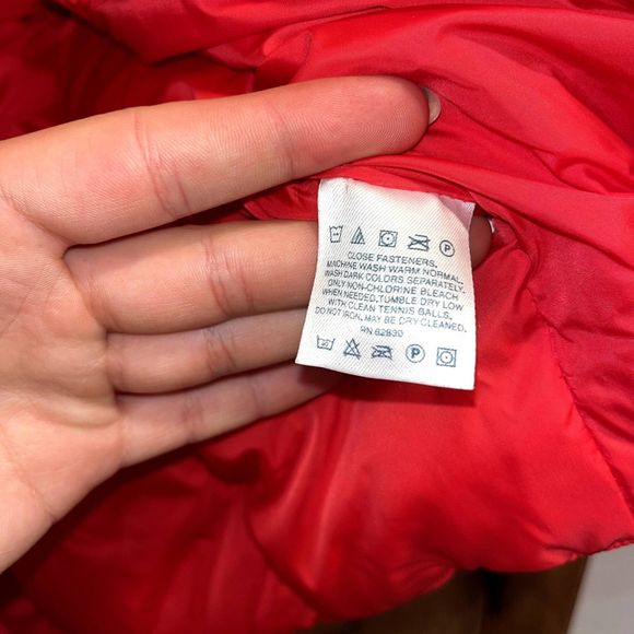 Land's End Women's Small Nylon Goose Down Red Puffer Vest Jacket Lightweight - Picture 6 of 6